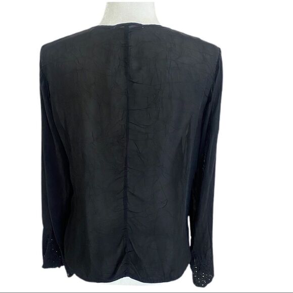 Johnny Was Sheer Black Blouse w/ Lace  Sz M. EUC - Picture 4 of 10